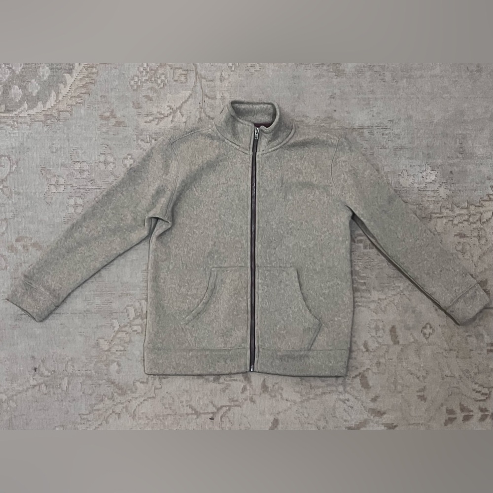 Old Navy Lightweight Beige/Tab Full-Zip Kids Fleece Jacket, Size 6/7 Small, EUC